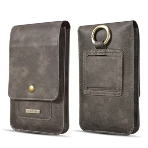 Universelle 6.5 Zoll Leder Handy Gürteltasche doppelte Schicht Holster mit Ring und Schlaufe.