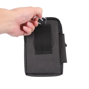 Universele 6.5 inch canvas telefoon heuptas met riemlus en een zwarte metalen haak