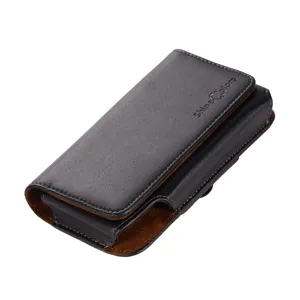 Étui de Ceinture Universel en Cuir Horizontal pour Téléphone Portable Avec Passant de Ceinture Compatible Samsung Huawei Noir
