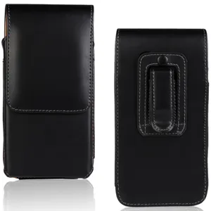 Funda de Cinturón Vertical de Imitación de Cuero Universal para Teléfono Ranura para Tarjeta Bolsa Holster Cierre Magnético Cubierta Protectora de Cintura