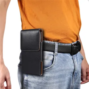 Vertikaler PU Leder Handy Gürteltasche Lychee Struktur Handyhülle Schutz Tasche Mit Clip Gürtelschlaufe Für Outdoor Pendeln Täglich Herren Damen Zubehör