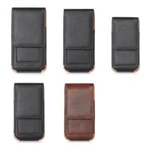 Universal vertical leather phone holster belt pouch and case for daily use outdoor storage.