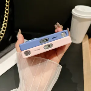 Silicone phone case detail view showing precise bottom cutouts and port alignment holes clearly.