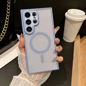 Detail shot of the matte magnetic phone case with precise camera cutouts and wireless charging ring.