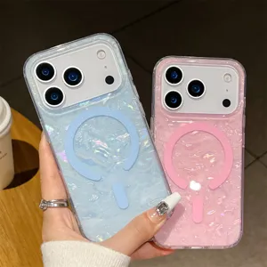 Funda de teléfono magnética concha brillante compatible con iPhone 16 Pro Max protector