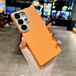 Oranje magnetische telefoonhoesje voor Samsung S26 Ultra, huidvriendelijke PC cover.