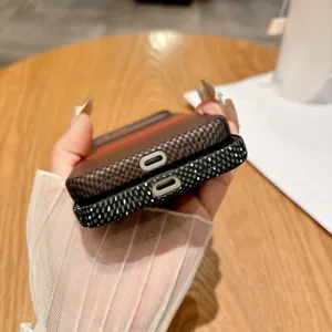 Detailed view of luxury checkerboard pattern phone case for iPhone, precise cutouts design.