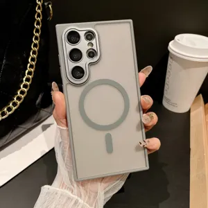 Matte magnetic phone case compatible with Samsung Galaxy Ultra, frosted protective cover.