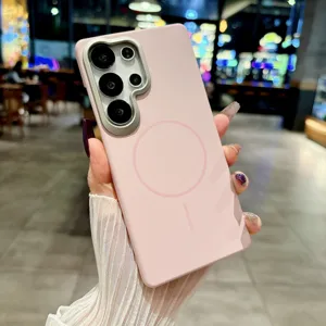 Roze magnetisch telefoonhoesje compatibel met Samsung S26 Ultra huidvriendelijke PC hoes