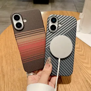 Magnetic phone case for iPhone 16 Pro Max, hard PC full protective cover with stylish patterns.
