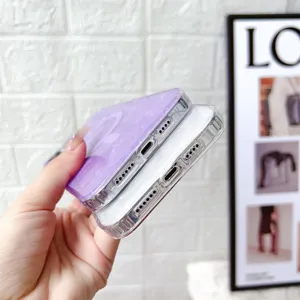 Funda de teléfono magnética con carcasa brillante compatible con iPhone, protección anticaída.