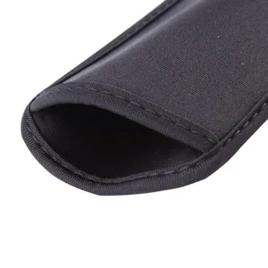 Black neoprene protective sleeve detail close-up showing neat stitching and soft textured fabric.