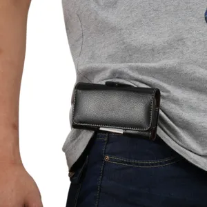 Universal Echtleder Handy Gürteltasche Lederstruktur Horizontal Gürtelclip Tasche Hüfttasche Schutzhülle Für Smartphones