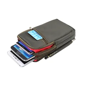 Marsupio tattico multi-comparto con tasca per telefono in materiale di nylon resistente.