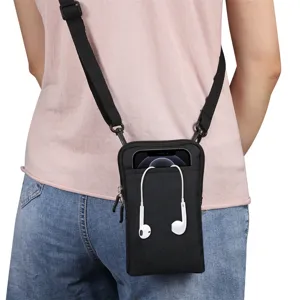 Universal Stoff Vertikal Telefon Umhängetasche Lässig Reißverschluss Schultertasche Gürteltasche Für Großbild Smartphone Handytasche
