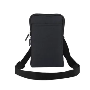 Schwarze vertikale Umhängetasche, weiche Handytasche mit Reißverschluss für den Alltag.