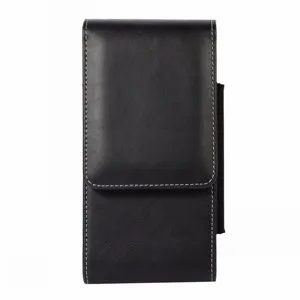 Universal men's leather phone holster belt pouch for 5.5 to 6.7 inch smartphones.