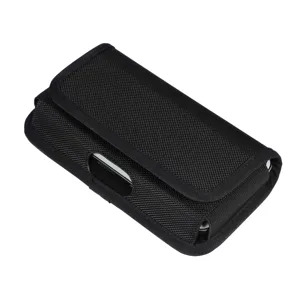 Black PU Leather Horizontal Phone Waist Bag With Belt Loop Clip For iPhone 12 Pro Max Large Screen Smartphone Protective Pouch Case