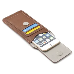 Étui de téléphone portable en cuir universel étui de ceinture avec fentes pour cartes.