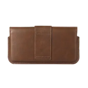 Étui ceinture en cuir marron pour téléphone portable sacoche horizontale homme cuir