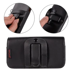 Étui de téléphone portable horizontal en cuir universel avec clip ceinture et bouton pression.