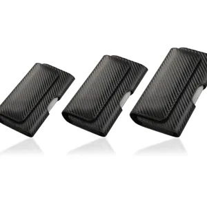 Carbon fiber texture universal mobile phone holster detail view, multi-size waist bag.