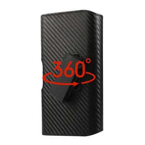 Universal leather phone holster with 360 degree rotating belt clip for smartphones 5.2-7.0 inch