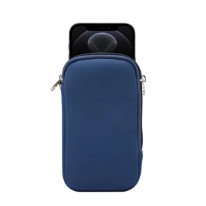 Fashion PU Leather Phone Bag Travel Zipper Pouch Solid Color Casual Wristlet Handbag Universal Neck Hanging Pouch Holder