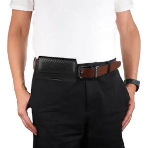 Universal carbon fiber pattern leather phone waist pouch for smartphone belt carrying bag