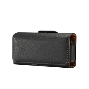 Étui de Ceinture Universel pour Téléphone Portable Motif Litchi Rabat Suspendu à la Taille en Cuir Artificiel pour Hommes