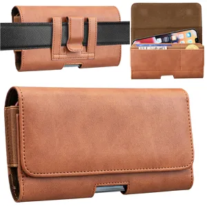 Herren Vintage Kunstleder Handy Gürteltasche Universal Gürtelschlaufe Magnetische Kartenschlitz Handyhülle Tasche