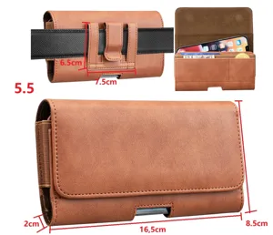 Herren Leder Handyholster Gürteltasche Universal Taillentasche mit Kartenhalter für 5.5 Zoll