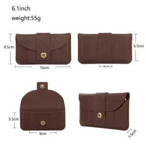 Schéma détaillé des dimensions de la pochette de ceinture en cuir véritable pour téléphone.