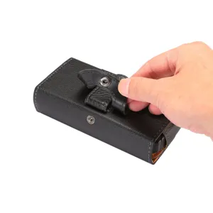 Étui ceinture en cuir noir pour téléphone, sacoche horizontale de protection téléphone.