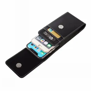 Men PU leather belt phone holster multi-function double layer waist pouch bag for phone