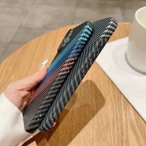 Carbon fiber texture magnetic phone case for iPhone 16 Pro Max full protection hard PC