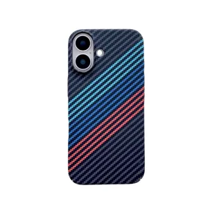 Carbon fiber magnetic phone case compatible with iPhone 16 Pro Max full protective cover