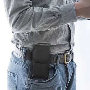 Etui de téléphone vertical en cuir véritable pour ceinture, sac banane universel de taille.