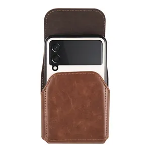 Marsupio per cellulare in pelle marrone, custodia protettiva per smartphone case.