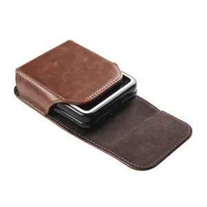 Elegante marsupio in pelle marrone per smartphone pieghevole custodia protettiva vintage