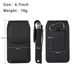 Étui de téléphone vertical en cuir de qualité supérieure avec clip ceinture pour grands smartphones.
