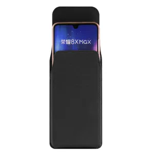 Waterproof nylon vertical phone waist pouch case black universal belt holster detail view