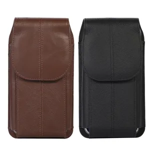 Pochette de Ceinture Verticale en Cuir de Vachette Véritable pour Téléphone Étui Universel en Cuir avec Clip de Ceinture