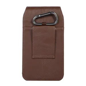 Étui holster vertical en cuir véritable pour téléphone avec clip ceinture et mousqueton robuste
