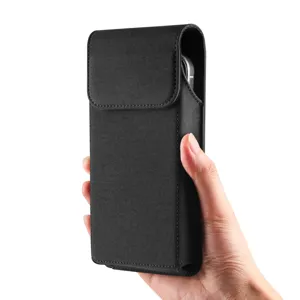 Universal nylon vertical phone holster pouch for iPhone 17 waterproof belt case cover