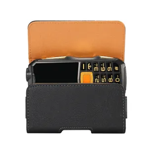 Étui ceinture en cuir pour téléphone senior étui rabat grain litchi vue détail
