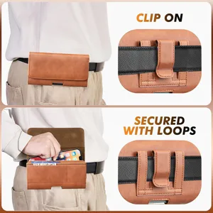 Leder Handytasche Gürtelholster für Herren mit Gürtelclip und Schlaufen für universelle Smartphones.