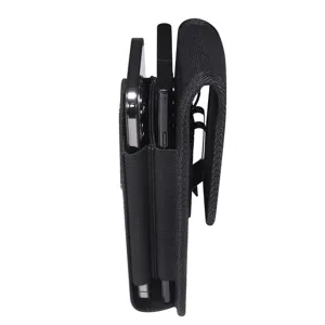 Vertical double layer belt phone holster oxford cloth waist bag for men black pocket pouch