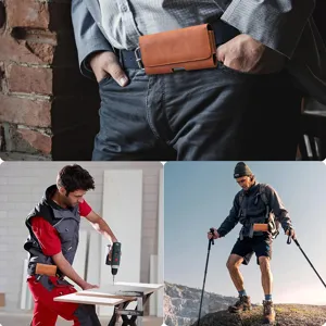 Herren Leder Handy Gürteltasche Querformat Holster Universal Smartphone Tasche Outdoor Arbeit.