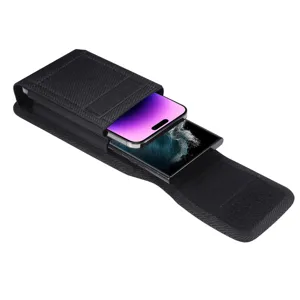 Vertical double layer belt phone holster oxford cloth pouch for men daily waist carrying.